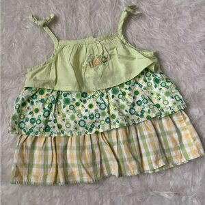 Vintage B.T Kids Girls Tiered Floral & Plaid Summer Tank with Sweet Bee